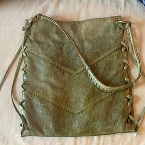Via Spiga Olive Green Braided-Detail Shoulder Bag